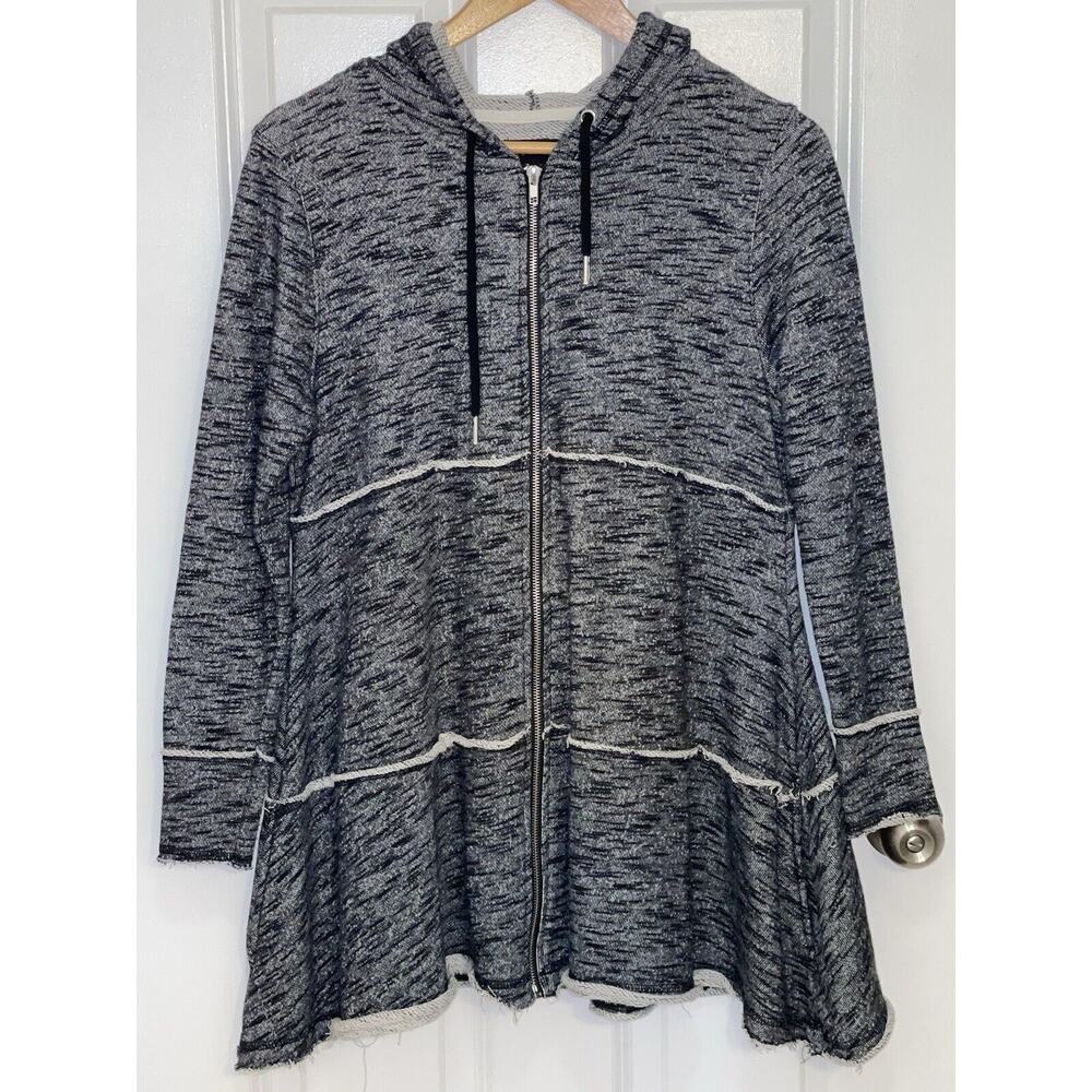 Charlie Paige Women's Full Zip Oversized Distressed Dark Grey Hoodie Size‎ SM/PM